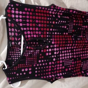 Rue 21 Dress - Sleeveless With Keyhole Front Black with Magenta Cirlces Size Lar